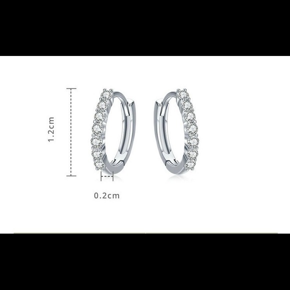 925 Silver Earrings With Cubic Zircon Stones NEW - Picture 3 of 3